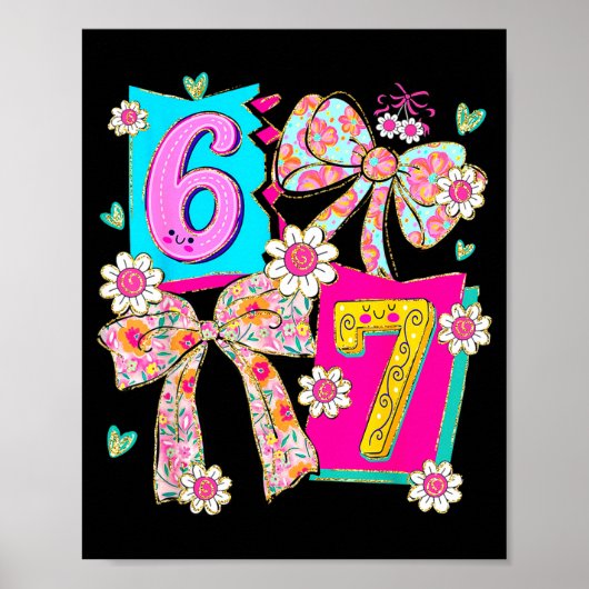 Funny 67 Coquette Bow Design For Girly Aesthetic L Poster (Vorne)