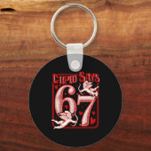 Funny 67 Cud Says 67 Valentine Couple Matching Six Schlüsselanhänger (Vorderseite)