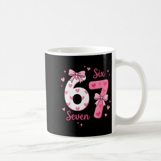 Funny 67 Cute Six Seven Meme Nk Hearts Bow Valenti Kaffeetasse (Rechts)