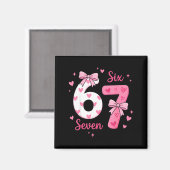 Funny 67 Cute Six Seven Meme Nk Hearts Bow Valenti Magnet (Vorderseite/Rückseite)