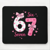 Funny 67 Cute Six Seven Meme Nk Hearts Bow Valenti Mousepad (Vorne)