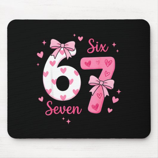 Funny 67 Cute Six Seven Meme Nk Hearts Bow Valenti Mousepad (Vorne)