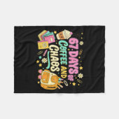 Funny 67 Days Of Coffee Retro Teacher Humor Fleecedecke (Vorderseite (Horizontal))