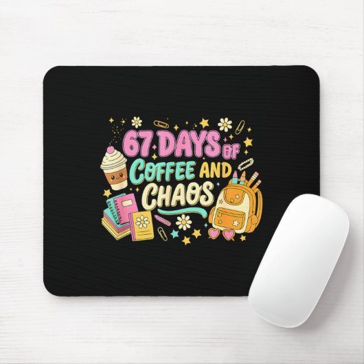 Funny 67 Days Of Coffee Retro Teacher Humor Mousepad (Mit Mouse)