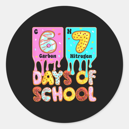 Funny 67 Days Of School Meme Periodic Table Drip G Runder Aufkleber (Vorderseite)