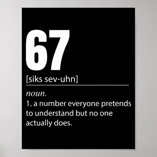 Funny 67 Definition The Meaning Of 67 Meme Six Sev Poster (Vorne)