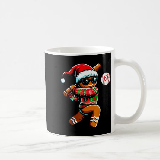 Funny 67 Gingerbread Man Playing Baseball Christma Kaffeetasse (Rechts)