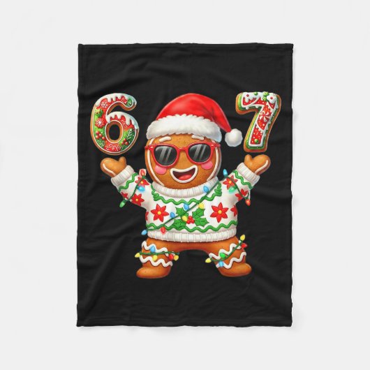 Funny 67 Gingerbread Six Seven Ice Cream Drip Chri Fleecedecke (Vorderseite)