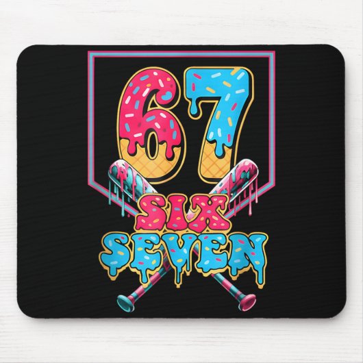 Funny 67 Ice Cream Drip Baseball Six Seven Gift Fo Mousepad (Vorne)