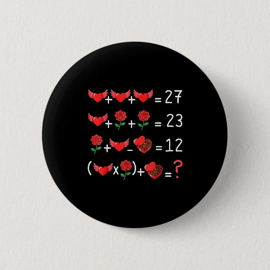 Funny 67 Math Teacher Valentine Math Teacher Women Button (Vorderseite)