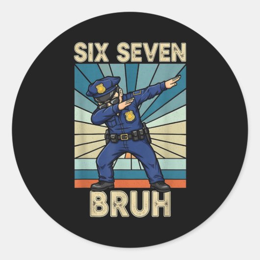 Funny 67 Meme 6 7 Six Seven Liceman Lice Officer R Runder Aufkleber (Vorderseite)