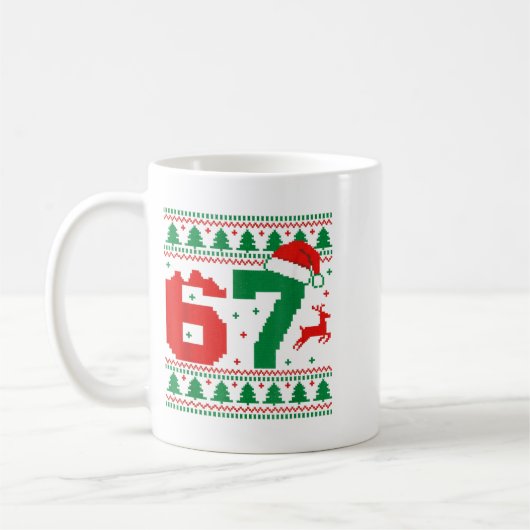 Funny 67 Meme 6 7 Ugly Sweater Christmas Kids Men Kaffeetasse (Links)