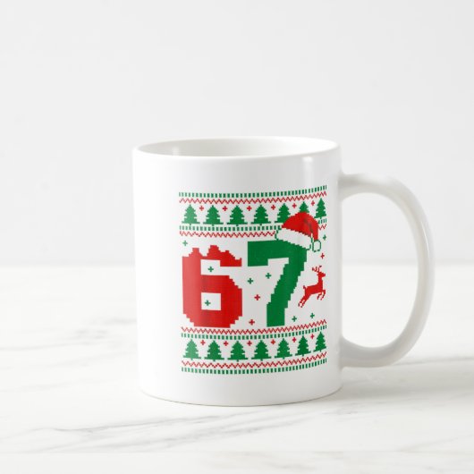Funny 67 Meme 6 7 Ugly Sweater Christmas Kids Men Kaffeetasse (Rechts)