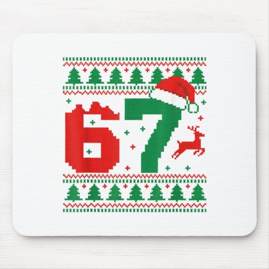 Funny 67 Meme 6 7 Ugly Sweater Christmas Kids Men Mousepad (Vorne)