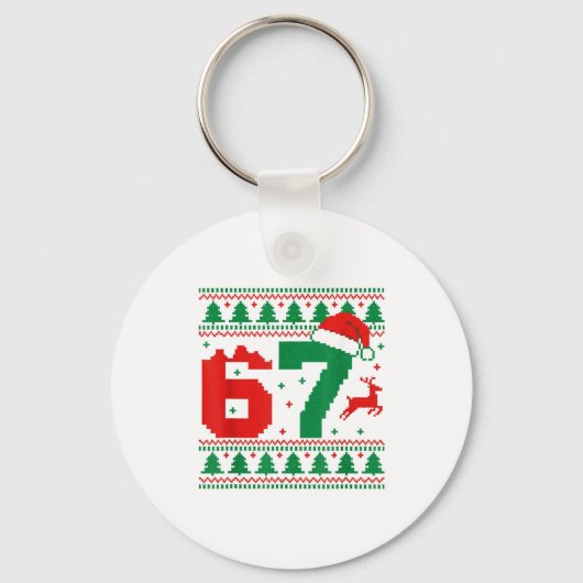 Funny 67 Meme 6 7 Ugly Sweater Christmas Kids Men  Schlüsselanhänger (Vorderseite)