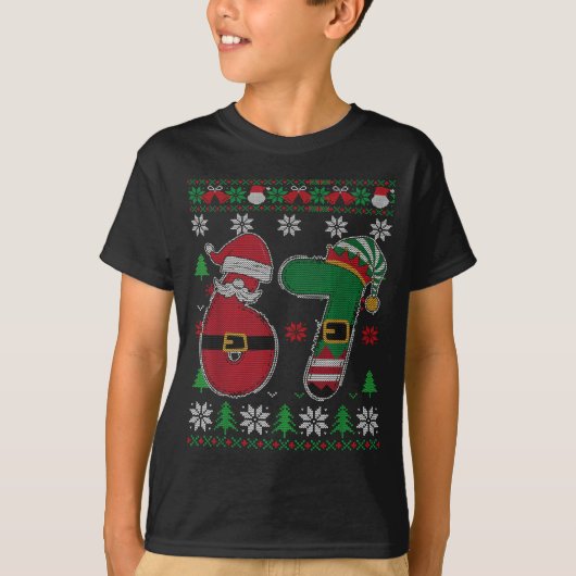 Funny 67 Meme 6 7 Ugly Sweater For Christmas Boys T-Shirt (Vorderseite)