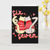 Funny 67 Meme Cat Heart Valentines Six Seven Cat 6 Karte (Gelbe Blume)