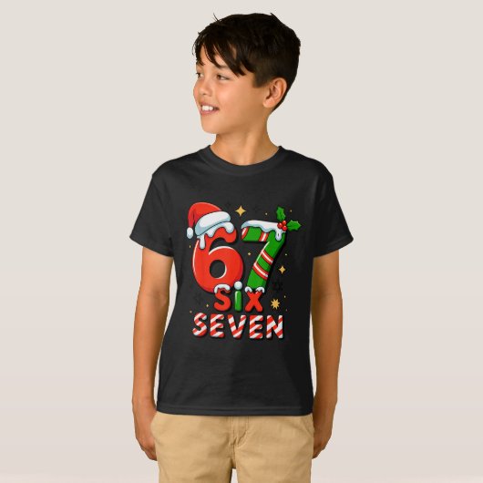Funny 67 Meme Christmas Six Seven Santa Holiday T-Shirt (Vorne ganz)