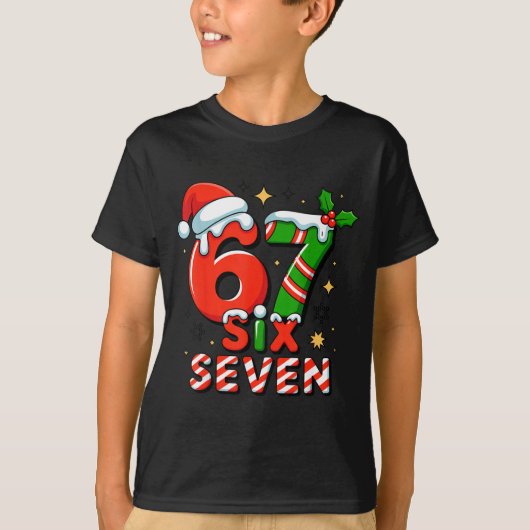 Funny 67 Meme Christmas Six Seven Santa Holiday T-Shirt (Vorderseite)
