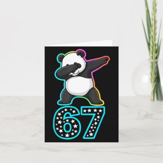 Funny 67 Meme Dabbing Panda Rainbow Gen Z Six Seve Karte (Vorderseite)