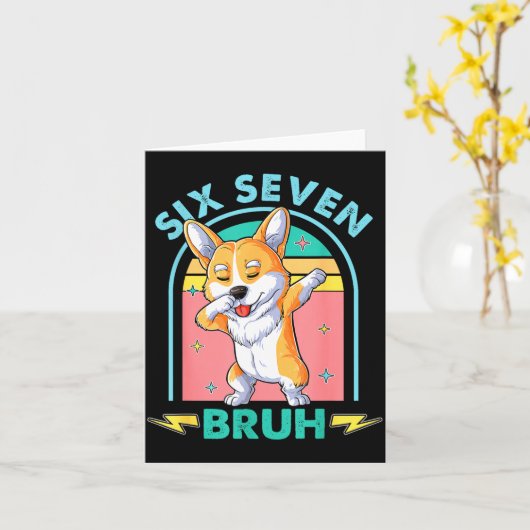 Funny 67 Meme Dog Six Seven Bruh Kids Boys Tee Karte (Gelbe Blume)