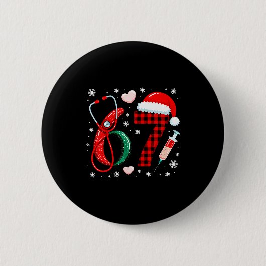 Funny 67 Meme Nurse Six Seven Nursing Festive Chri Button (Vorderseite)