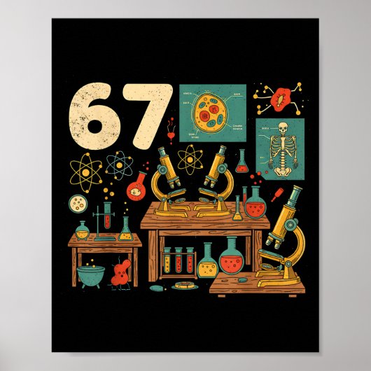 Funny 67 Meme Science Teacher Students Six Seven M Poster (Vorne)