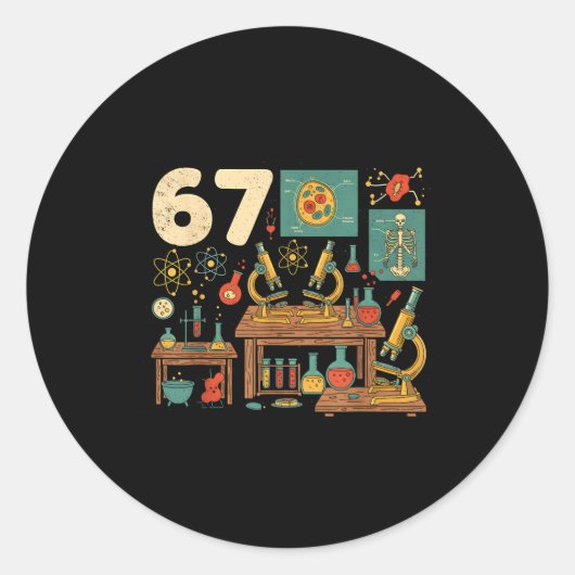 Funny 67 Meme Science Teacher Students Six Seven M Runder Aufkleber (Vorderseite)