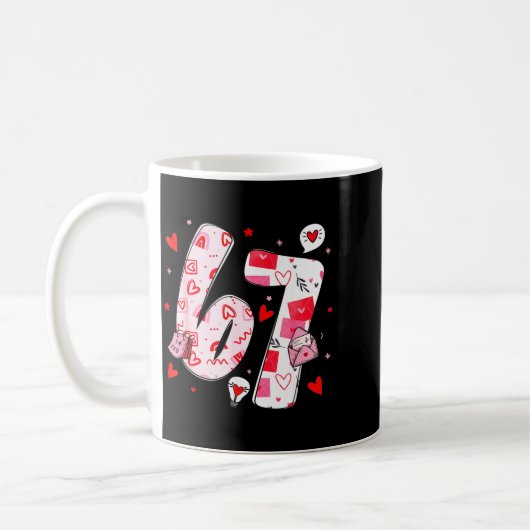 Funny 67 Meme Six Seven 6 7 Valentine Hearts Kaffeetasse (Links)