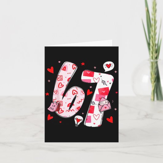 Funny 67 Meme Six Seven 6 7 Valentine Hearts Karte (Vorderseite)