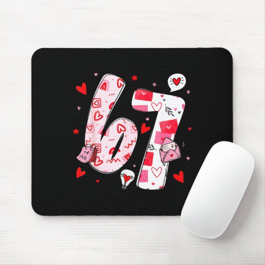 Funny 67 Meme Six Seven 6 7 Valentine Hearts Mousepad (Mit Mouse)