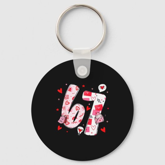 Funny 67 Meme Six Seven 6 7 Valentine Hearts Schlüsselanhänger (Vorderseite)
