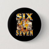 Funny 67 Meme Six Seven Cat Meme Funny Bootleg Gra Button (Vorderseite)