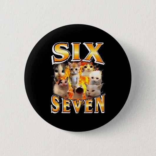 Funny 67 Meme Six Seven Cat Meme Funny Bootleg Gra Button (Vorderseite)
