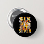 Funny 67 Meme Six Seven Cat Meme Funny Bootleg Gra Button (Vorne & Hinten)