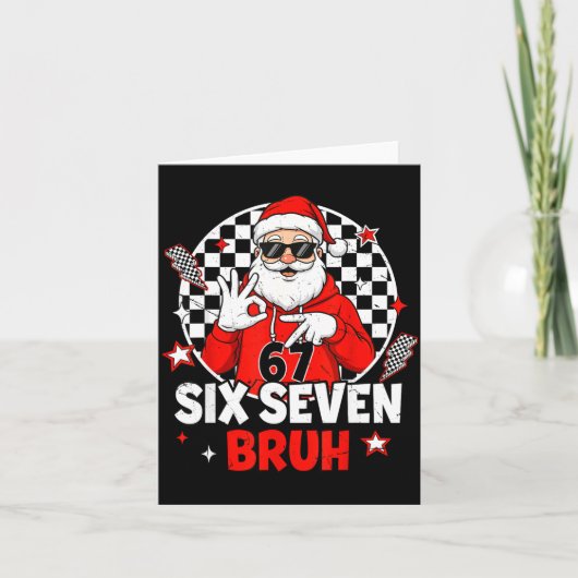 Funny 67 Meme Six Seven Christmas Bruh Santa Kids Karte (Vorderseite)