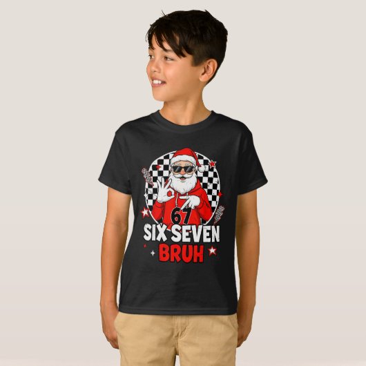 Funny 67 Meme Six Seven Christmas Bruh Santa Kids T-Shirt (Vorne ganz)