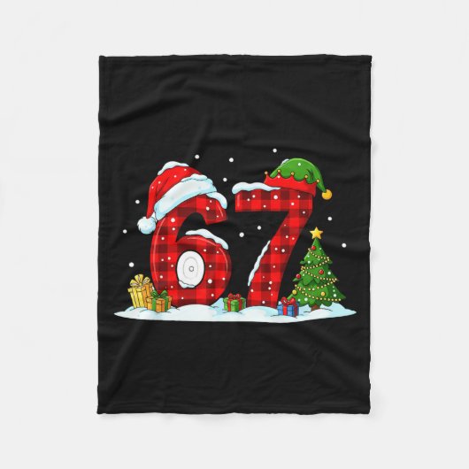 Funny 67 Meme Six Seven Christmas Buffalo Red Plai Fleecedecke (Vorderseite)