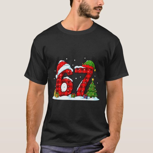 Funny 67 Meme Six Seven Christmas Buffalo Red Plai T-Shirt (Vorderseite)