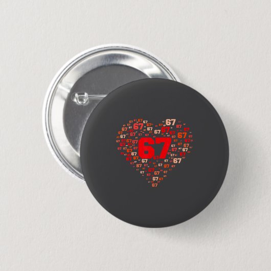 Funny 67 Meme Six Seven Heart Matching Couples Val Button (Vorne & Hinten)
