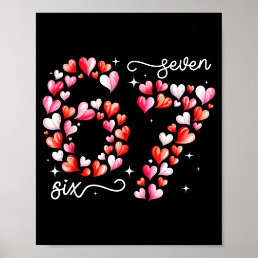 Funny 67 Meme Six Seven Heart Matching Couples Val Poster (Vorne)