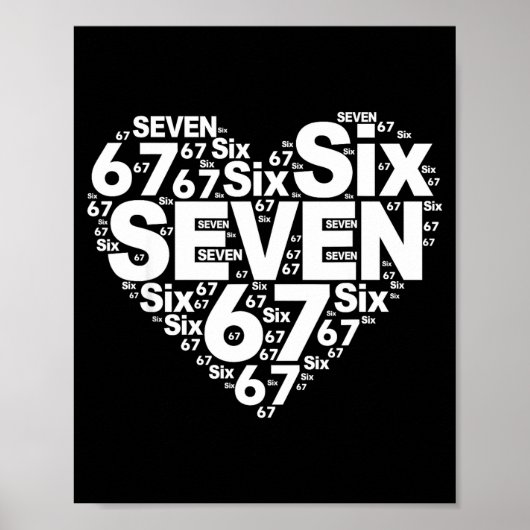 Funny 67 Meme Six Seven Heart Matching Couples Val Poster (Vorne)