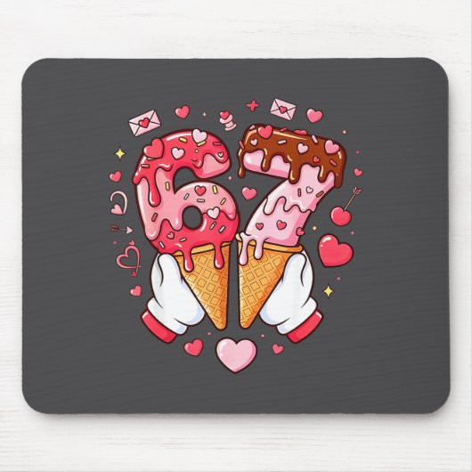 Funny 67 Meme Six Seven Ice Cream Matching Couples Mousepad (Vorne)