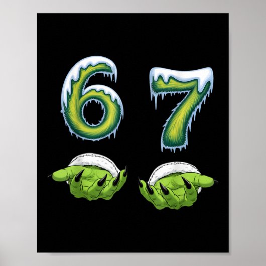 Funny 67 Meme Six Seven Scary Monster Hands Christ Poster (Vorne)