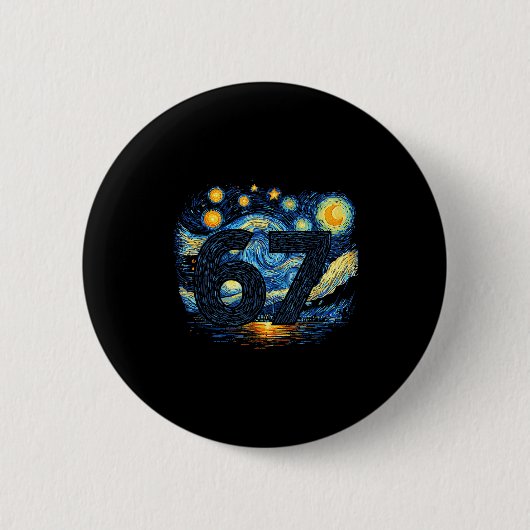 Funny 67 Meme Six Seven Starry Art Night Button (Vorderseite)