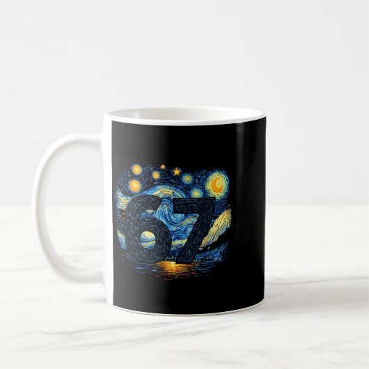 Funny 67 Meme Six Seven Starry Art Night Kaffeetasse (Links)