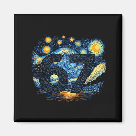 Funny 67 Meme Six Seven Starry Art Night Magnet (Vorne)
