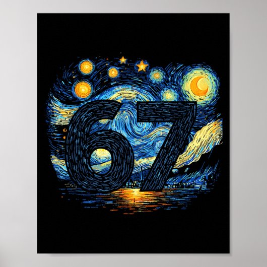Funny 67 Meme Six Seven Starry Art Night Poster (Vorne)