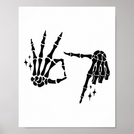 Funny 67 Meme Skeleton Hand 6 7 Halloween Six Seve Poster (Vorne)