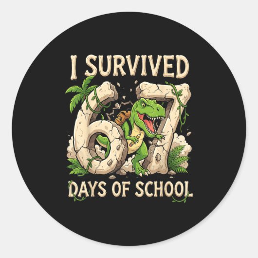 Funny 67 Meme Student I Survived 67 Days Of School Runder Aufkleber (Vorderseite)